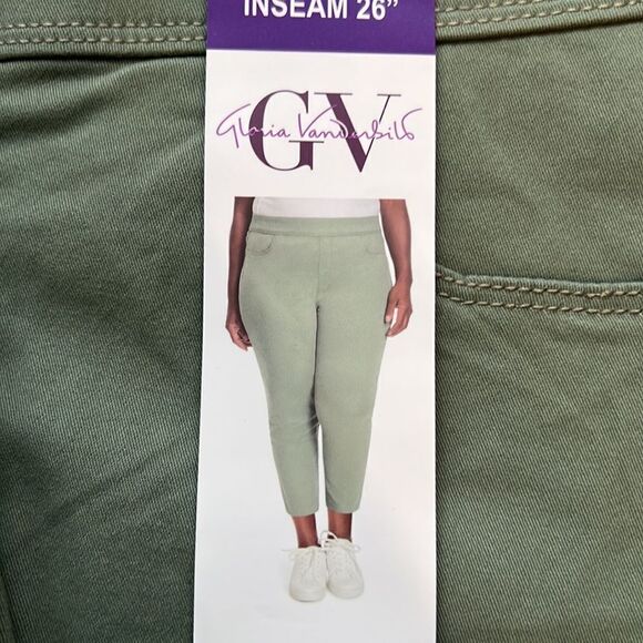 GLORIA VANDERBILT Slimming Effect Sz 12 Pull-On Crop Mid-Rise Pants Green NWT - Picture 5 of 10